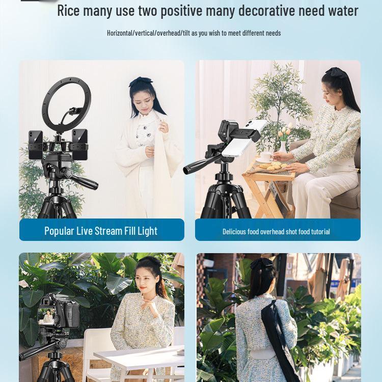 Universal Live Stream Stand: Phone, Tablet, DSLR Tripod with Fill Light for Photography & Selfies