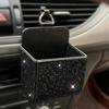 Sparkling Rhinestone Car Storage Box: 1pc, with Shiny Lid & Drawer, Glitter Organizer – for Dashboard, Console, or Door