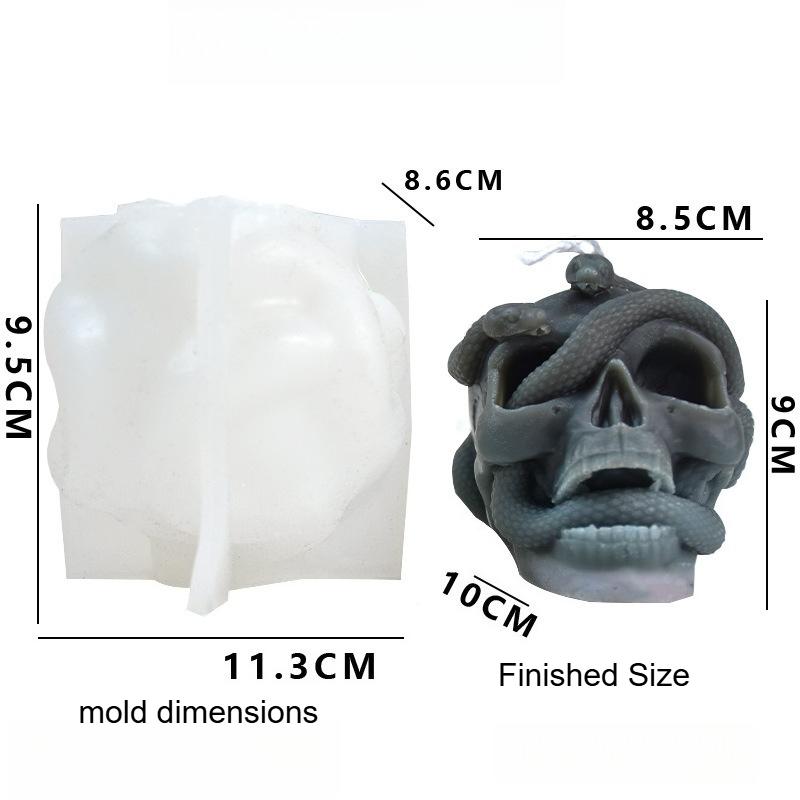 

Halloween 3D Snake Head Skull Aromatherapy Candle Silicone Mold DIY Making Halloween Ornament