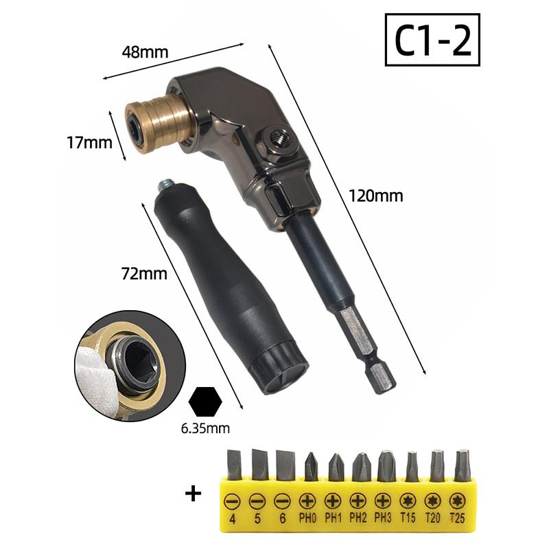 90 Angle Screwdriver Set Socket Holder Adapter Adjustable Bits Drill Bit Screw Driver Tool Hex Bit Socket Slotted Phillips Bits