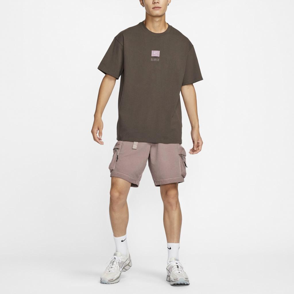 Nike Casual Series Letter Print Comfortable Versatile Round Neck Short Sleeve T-Shirt Men T-Shirts Brown FZ5393237