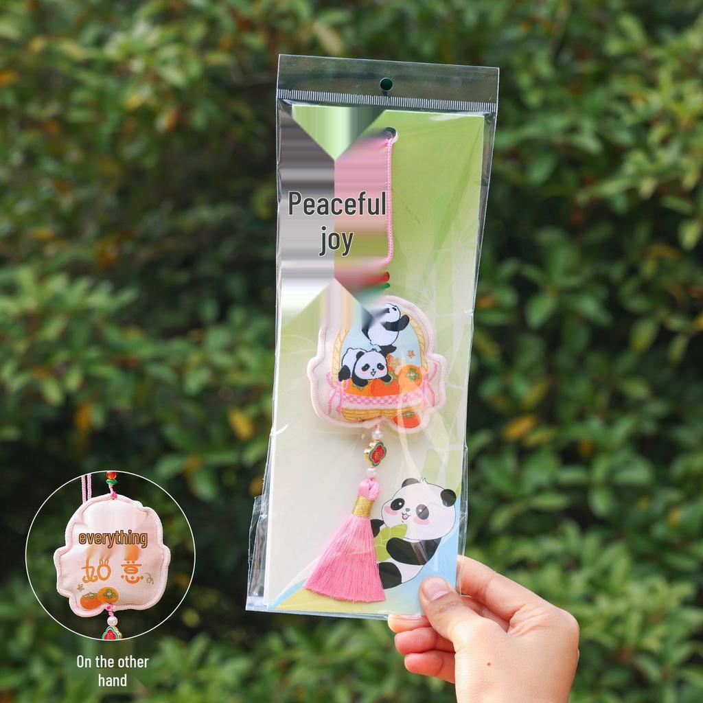 Panda Double-Sided Sachet Ornament - Dragon Boat Festival Embroidered Lucky Bag for Car or Hanfu.