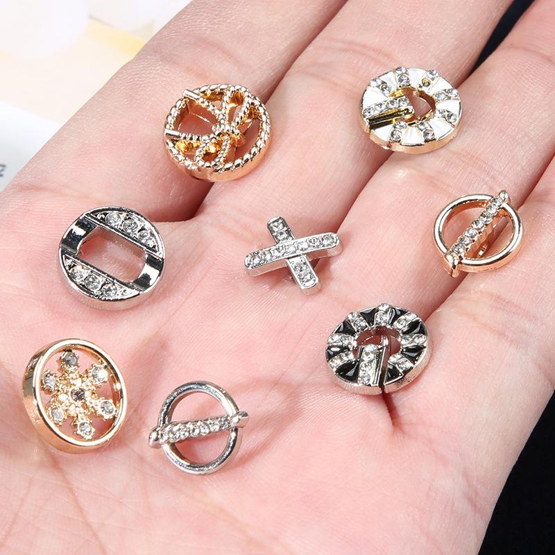 Buttons Diamond Shirt Cardigan Button Accessories Versatile Round Clothes Shirt With Diamonds Women'S High-End Metal Small Buttons