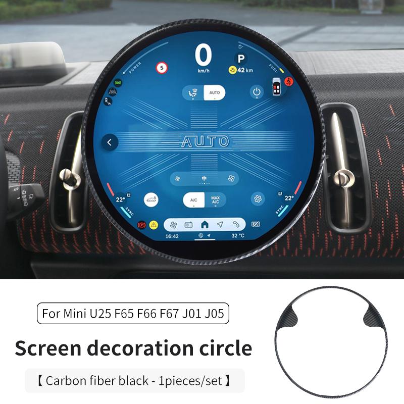 

For Mini Cooper U25 F65 F66 J01 J05 Countryman Car Central Control Screen Decoration Ring ABS Navigation Screen Car Accessories углеродного волокна черного