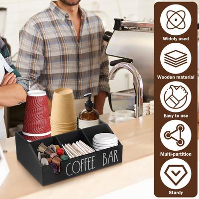 Kaffee Bar Organizer Mehrfachfach Holz Kaffee Kapsel Teebeutel Papierbecher Halter Küchenarbeitsplatte Aufbewahrungsbox