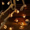 1pc Halloween Pirate Skull String Light 10/20LED Hanging Atmosphere Lamp For Home Haunted Houses Indoor Festival Party Decor