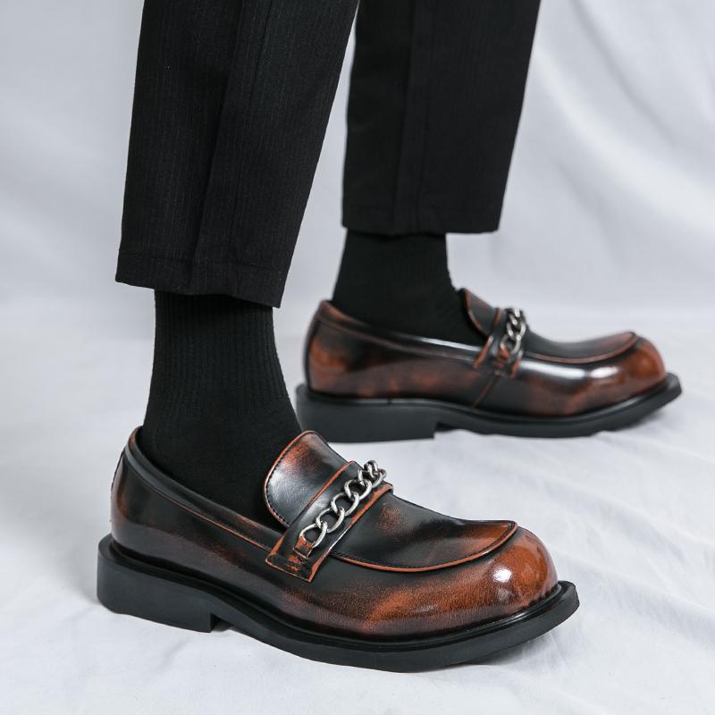 Fashion Spring Fashion New Men's Round Head Business Casual Leather Shoes Luxury Brand Men Comfortable Thick Bottom Banquet Oxford Shoes