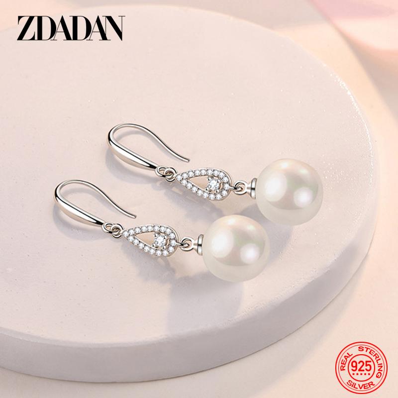 925 Sterling Silver 10MM/12MM Pearl Water Drop Earrings for Women Fashion Wedding Jewelry Gift