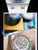 ONOLA Montre Homme Automatique Mécanique Fashion Diamants Arc-en-ciel Bracelet Silicone Étanche