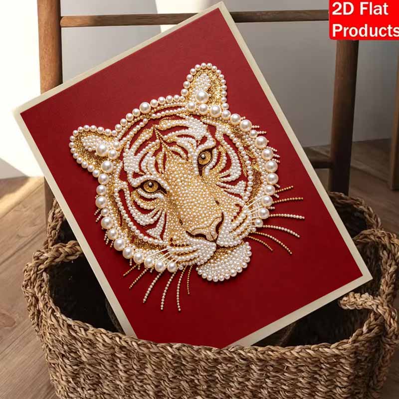 DIY Pearl Diamond Art Painting Kits for Adults and Beginners, Majestic Tiger Sparkling Painting Craft Home Wall Decor Handmade Gift