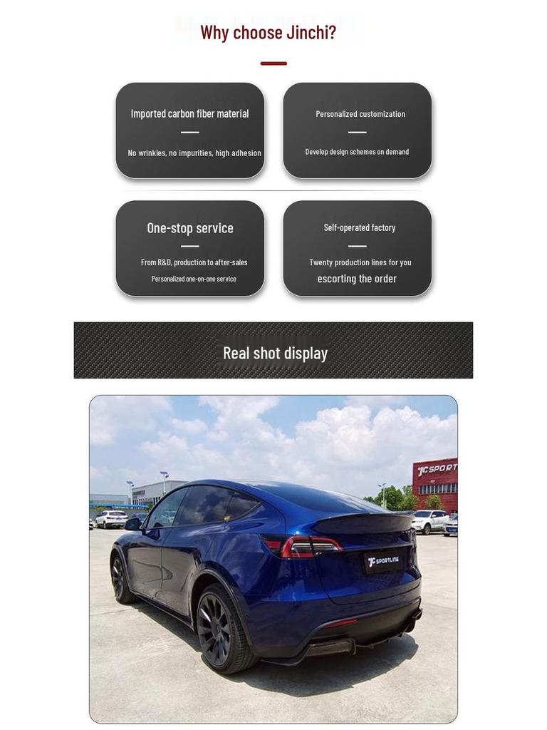 Custom Carbon Fiber Rear Spoiler for Tesla Model Y