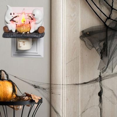 Migoczące nocne światło ogniska Ghost Campfire Halloween 3D Cartoon Ghost LED Fałszywa lampa ogniskowa Home