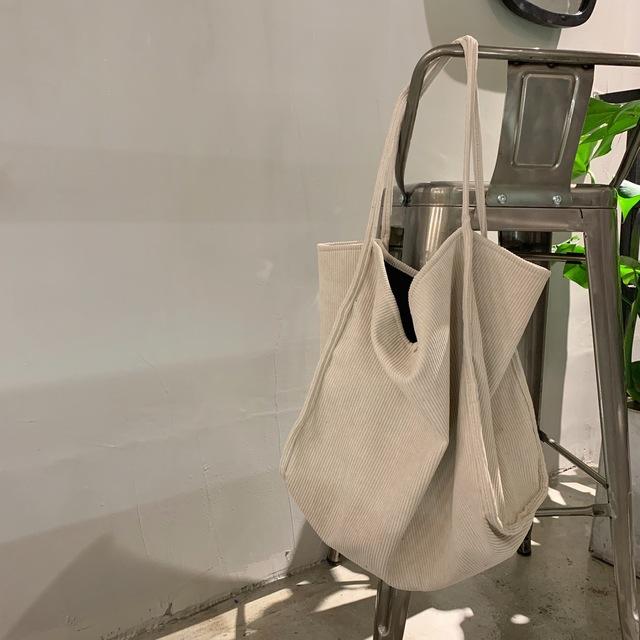 Large Corduroy Shoulder Shopper Bag For Women 2024 Cotton Cloth Fashion Canvas Tote Shopping Bags Woman Handbags Travel Bags