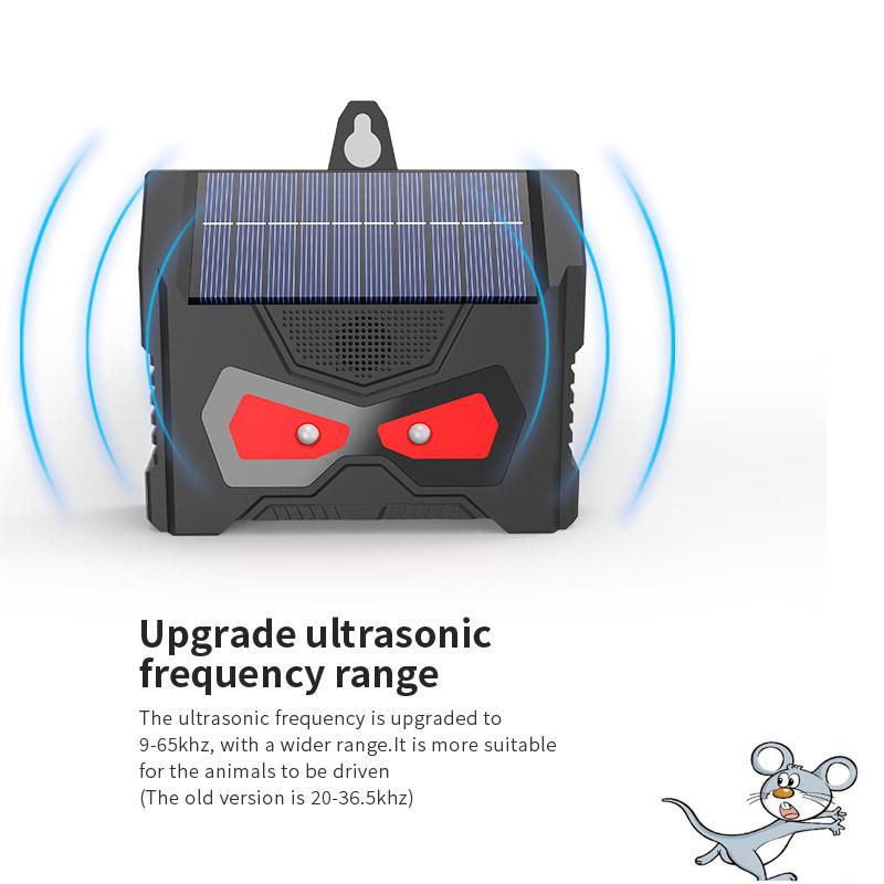 Solar Ultrasonic Animal Repeller with Flashing Light - Multifunctional Outdoor Device for Rats and Dogs