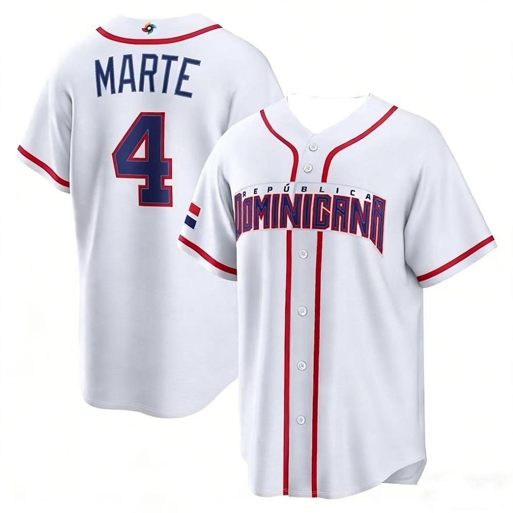 Maglia da Baseball della Nazionale Dominicana Traspirante Asciugatura Rapida Stampa Digitale Trendy Stile Streetwear Maglia Casual per i Tifosi