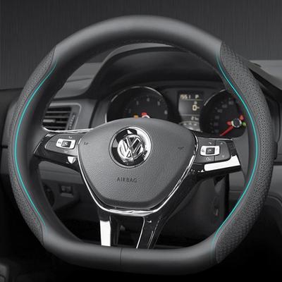 Car Steering Wheel Cover Black Leather Suede For Volkswagen VW Golf 7 GTI Golf R MK7 VW Polo GTI Scirocco 2015 -2024