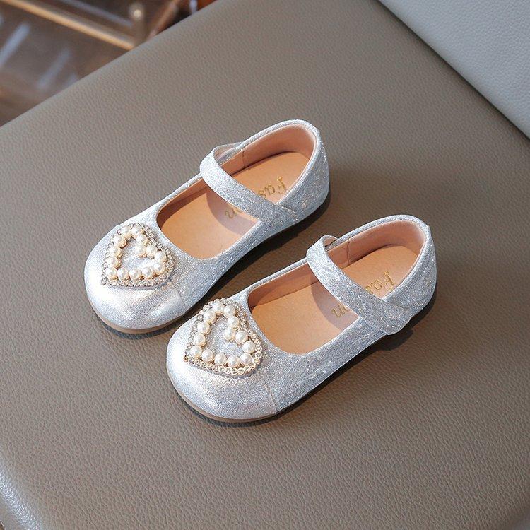 Princess Shoes Girls Small Leather Shoes 2025 Spring New Children's Shoes Fashion Little Girl Shining Crystal Shoes with Dress