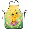 1pc Cute Bumblebee Flower Cartoon Print Apron, Durable And Easy To Clean, Adjustable Waistband, Polyester Material, for Kitchen Cooking, Gardening, Or