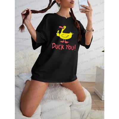 Nouveaux T-shirts en Coton Mode Femme Imprimé Canard You T-shirts Tendance Marque Manches Courtes Europe Amérique Vintage Décontracté Streetwear