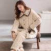 Three-Layer Padded Pajamas Women'S Winter Coral Fleece Thickened And Fleece Sweet And Cute Winter Flannel Loungewear Set
