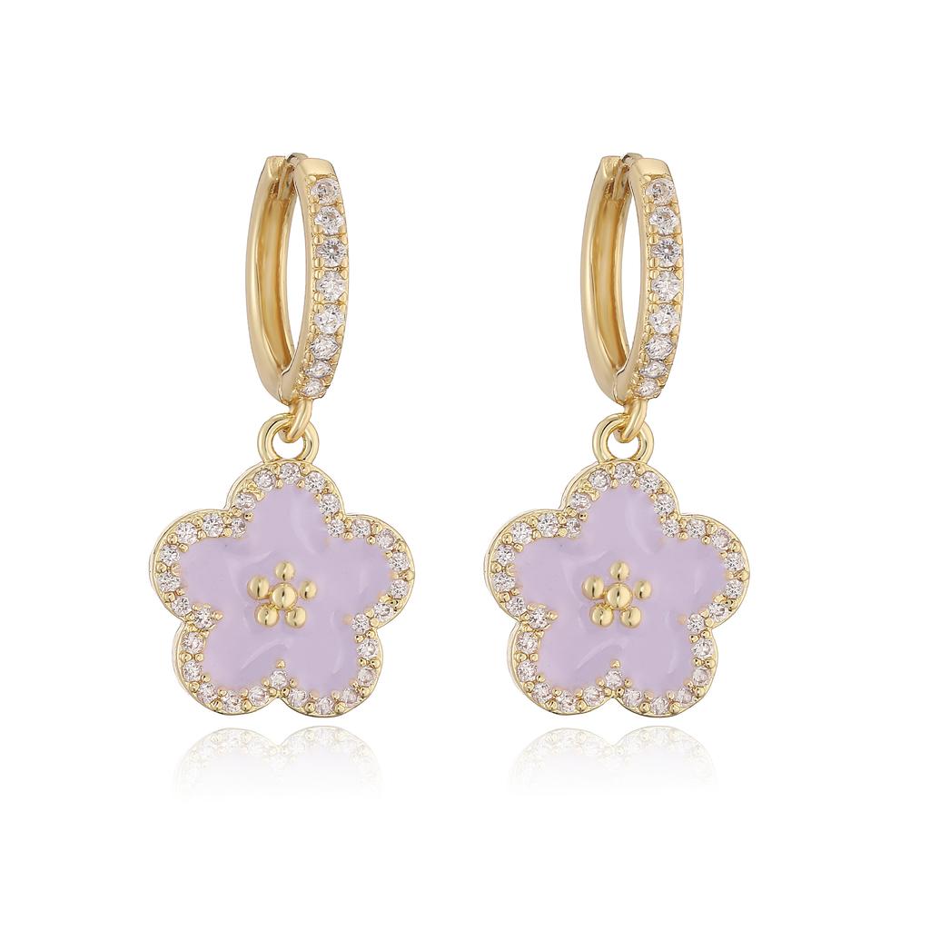 Enamel Dripping Glaze Exquisite Floral Zircon Jewellery Earrings/Necklace Women's Charm Amulet Good Fortune Accessories