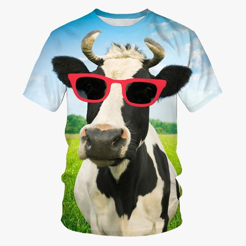 

Популярні смішні футболки з коровами для чоловіків, повсякденні футболки з 3D-принтом, літня мода, особистісні футболки з круглим вирізом і короткими рукавами, футболки, одяг XS