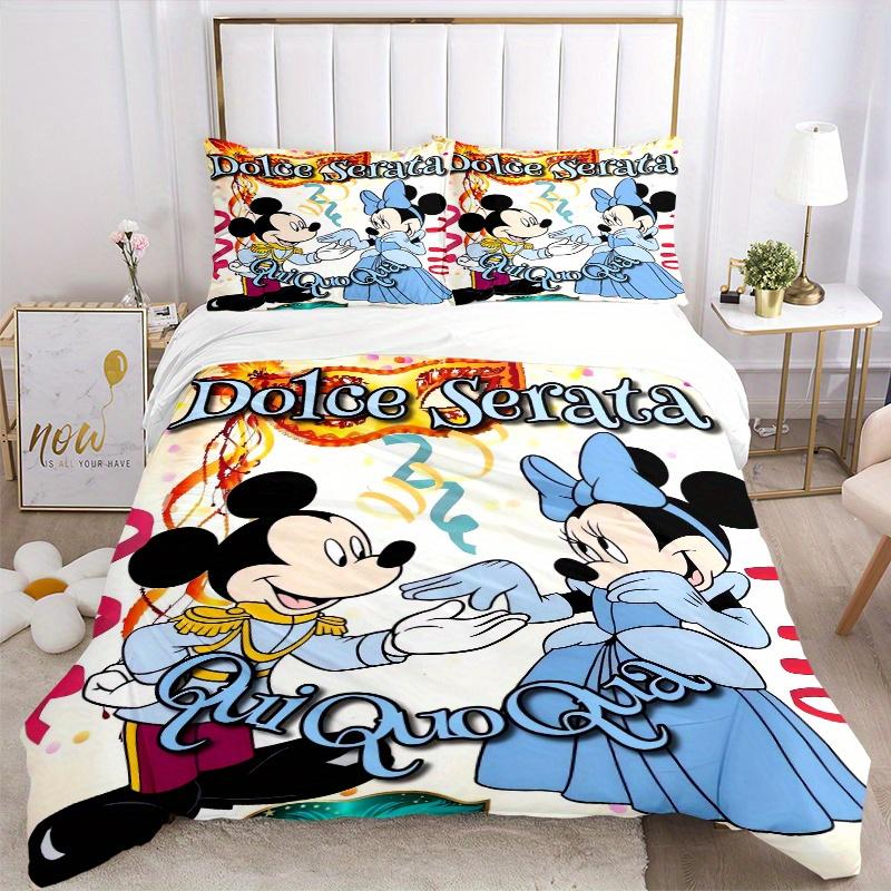 3pcs Mickey & Minnie Mouse Bedding Set - Includes 1 Quilt Cover and 2 Pillowcases, Comfortable Bedding with Stylish Design for Bedroom, Machine W