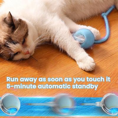 Pelota Interactiva para Gatos 3 Modos Pelota Rodante Automática con Cuerda Carga Rápida Segura para Gatos Juguete de Auto-Entretenimiento para Gatos y Perros Pequeños