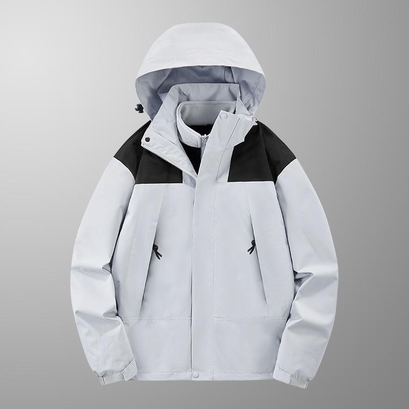 Front clothes men's three-in-one velvet thickened two-piece set for men's and women's new cold-proof and warm coats in autumn and winter