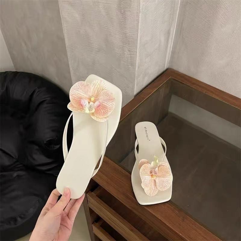 Fashion Chic Fairy - Style Flower Flip - Flops | Orchid Accent, Soft & Comfy, Perfect for Beach Vacations & Daily Leisure