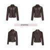 BITCED Women's Spring/Autumn Studded Leather Jacket Cardigan Button-Up Leather Clothing Fashionable Lightweight Outerwear