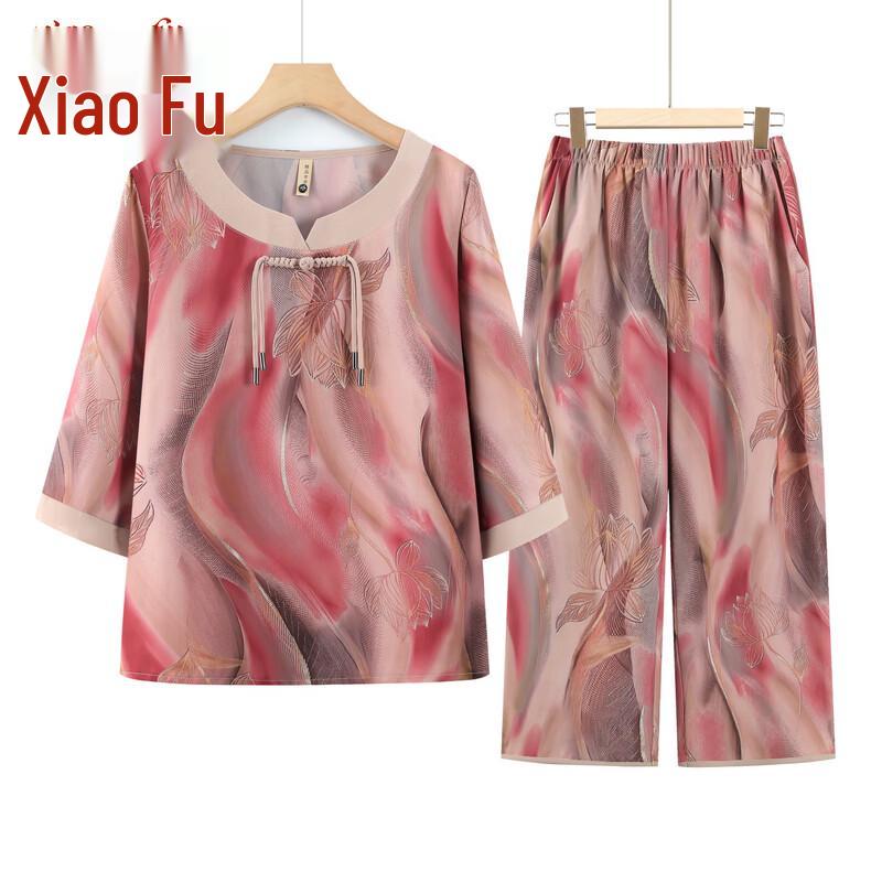 Women s New Chinese Style Casual Two-Piece Set 3XL