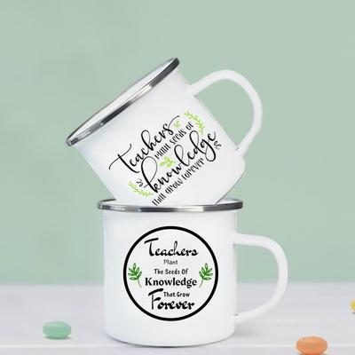 Lehrerwissen bedruckte Kaffeebecher Emaille Trinkbecher Henkel Frühstückstasse Dessert einfach Büro Wasserbecher Lehrertagsgeschenke