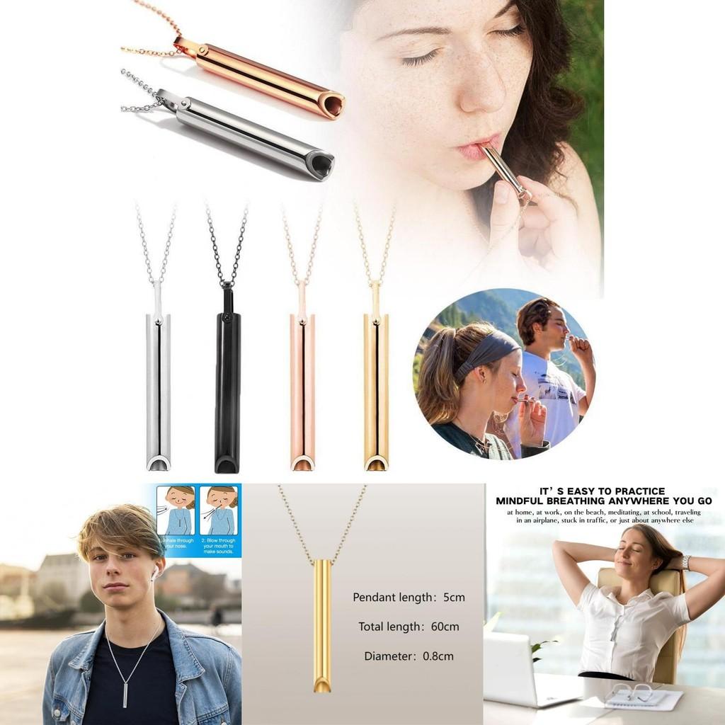 Titanium Steel Mindful Breathing Necklace Geometric Shape Vacuum Processed Adjustable Length Stylish And Stress-relieving Pendant