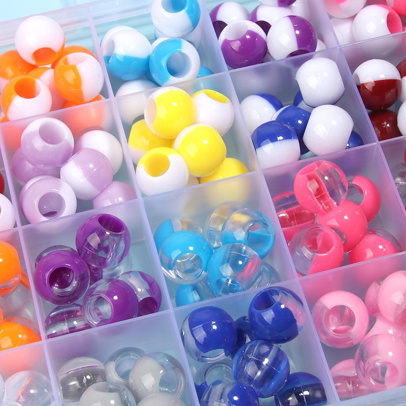 Two-Tone Gradient Plastic Large Hole Beads for Hair and Dreadlock Decoration