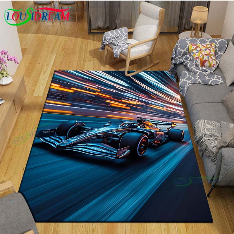 2026 Hot Fashion Racing Car Print Flannel Carpet Outdoor Rug Area Rug Non-slip Carpet Bedroom Decor Carpet for Kids Luxury Gift