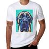 English Mastiff Bright Colorful Pop Dog Art T-Shirt Man T Shirt Heavy Cotton T Shirts for Man Slim Fit T-Shirt