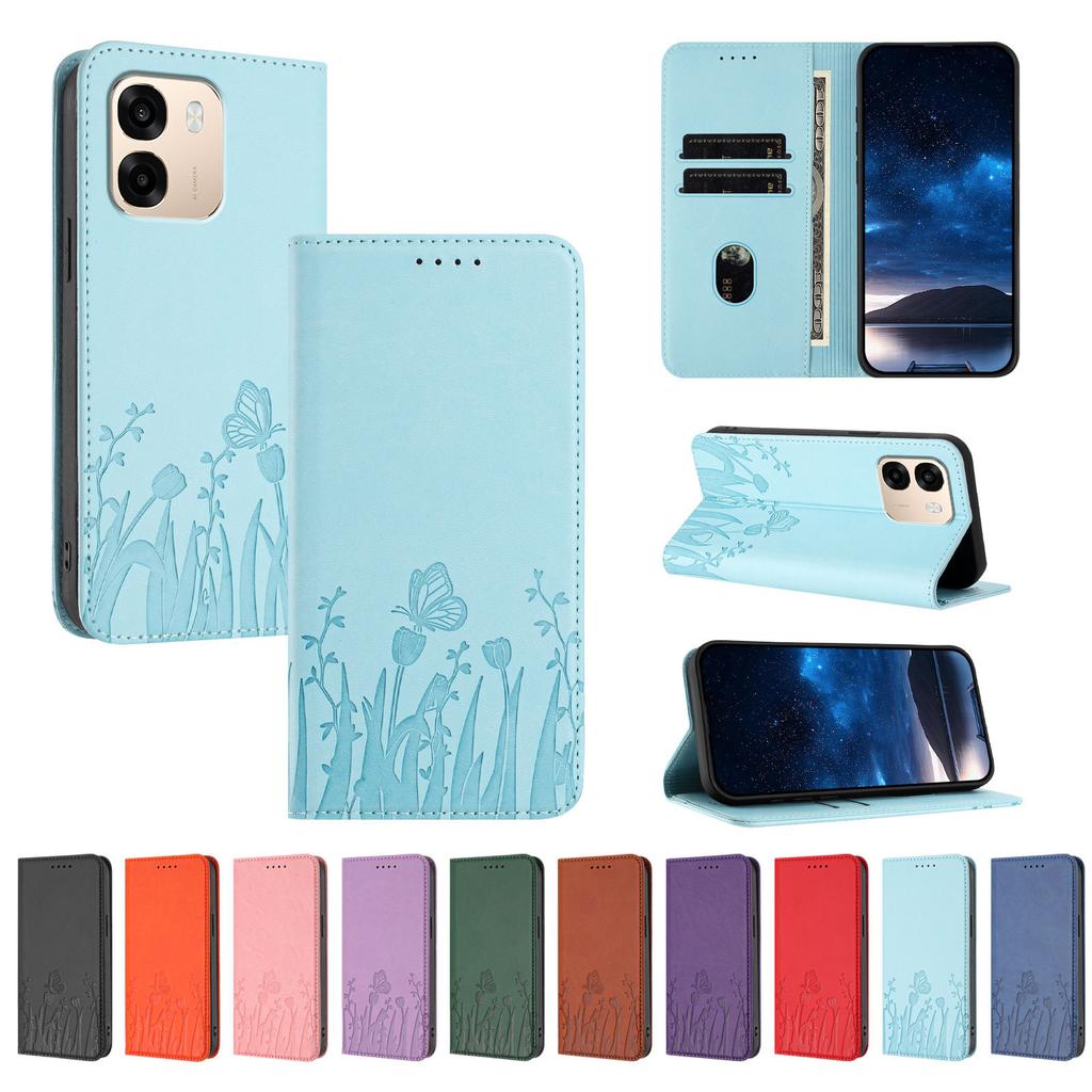 Applicable to iPhone 17 Pro Max Tulip Butterfly Strong Magnetic Mobile Phone Leather Case Apple 17E Flip Card