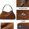 Brown Suede-Finish Cowhide Handbag – Minimalist, Lightweight, and Elegant Shoulder Bag for Women