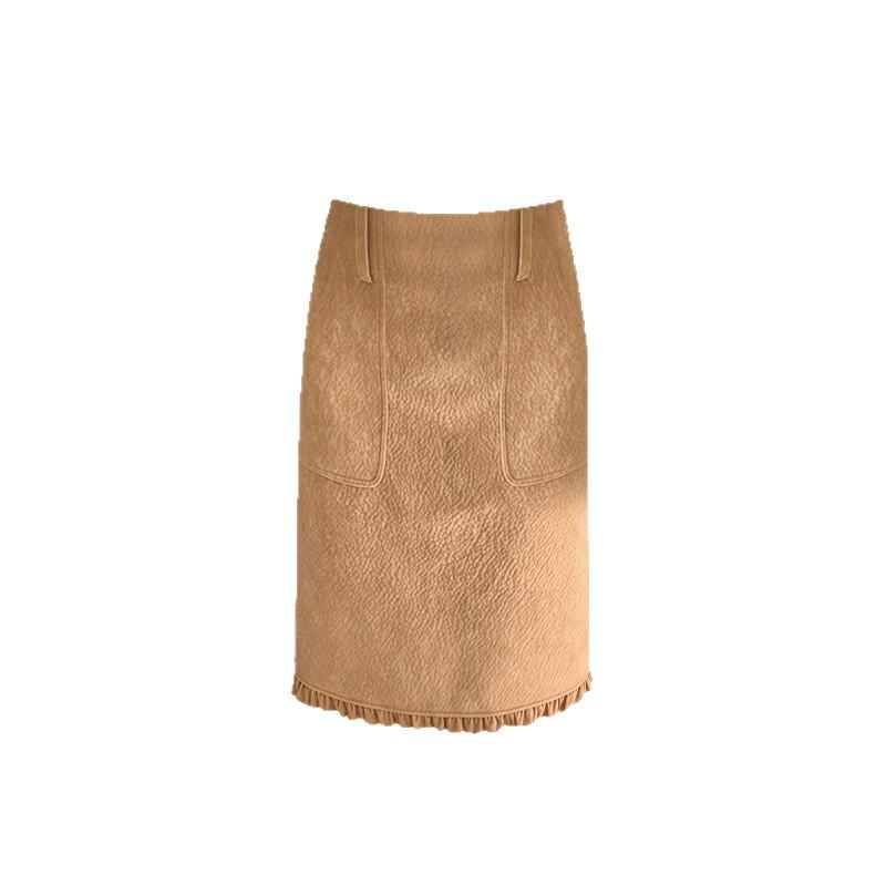 Women s Korean Retro Pleated Wool Skirt: Autumn/Winter Mid-Length, Ruffled Versatile Slim Fit L