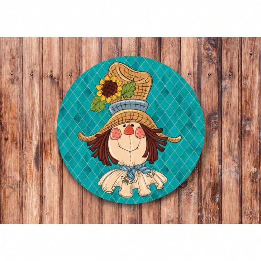 

Vintage Scarecrow Metal Wall Sign, Teal Argyle Rustic Home Decor, Indoor Outdoor Hanging Plaque for Living Room 20x20 разноцветный