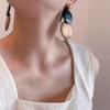 Korean Retro Geometric Wooden Earrings: Women's Long Dangle Ear Hoops, Simple Handmade Dotted Round Jewelry
