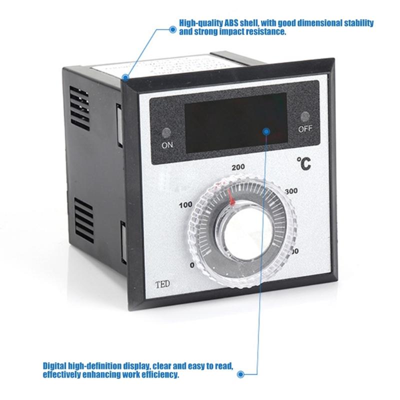 220V Knob 0-400 Degree Digital Thermostat Powered Temperature Controller Heat Resistance Thermostat For Baking
