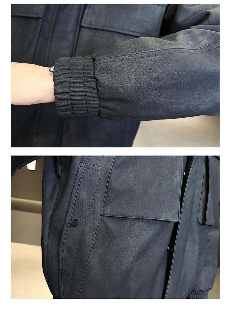 Men's 2025 Lightweight Leather Down Jacket: Stylish Short Winter Coat with Thick Stand Collar for Youth.