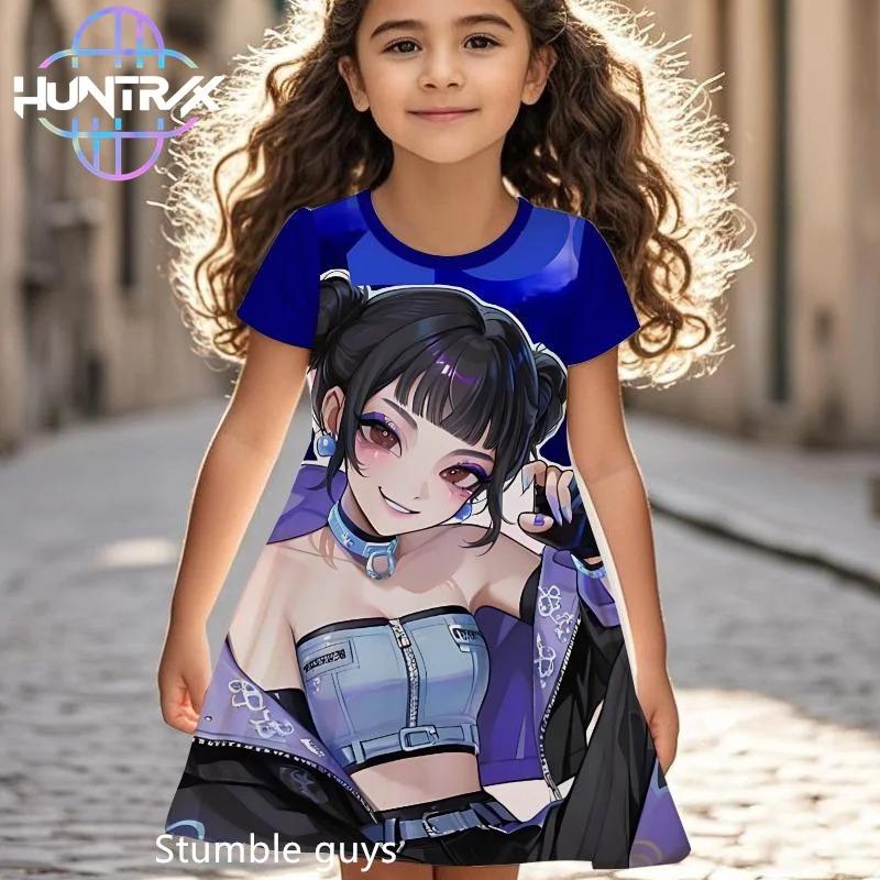 [Girls' Butterfly Dress] Holiday Party Girl Short Sleeve Dress - 3D Butterfly Princess Print,