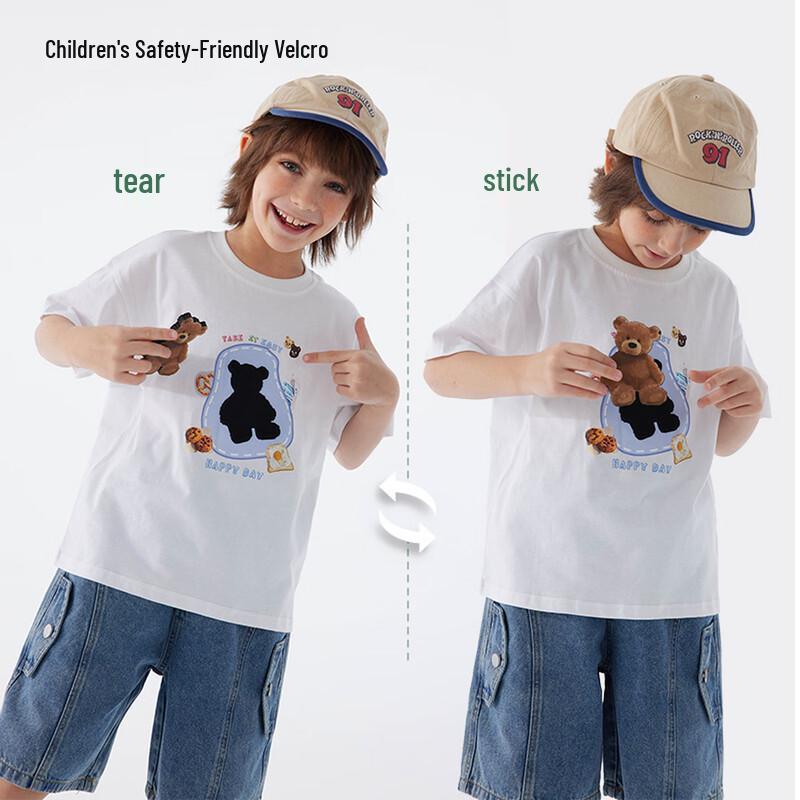 Zhimu Kids' 7A Anti-Bacterial Bear Velcro T-Shirt