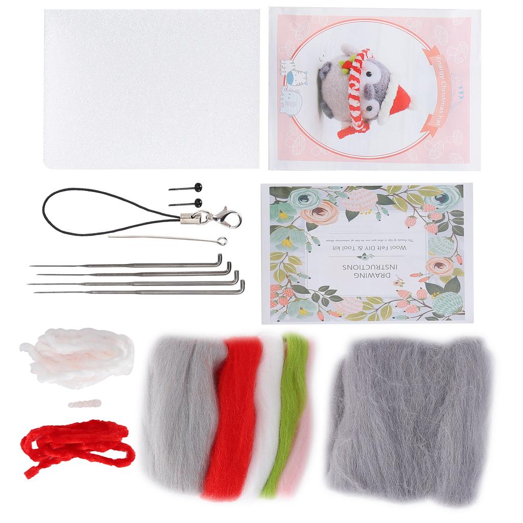 Nadelfilz-Set Wollfilz-Zubehör Niedliche Tier-Plüschpuppe DIY Bastelmaterial 112# Energie Weihnachts-Hut