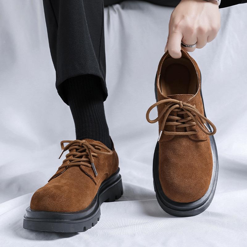

Brown Derby shoes men s 2024 new casual leather shoes platform British style retro tooling big head shoes 24224-R 44