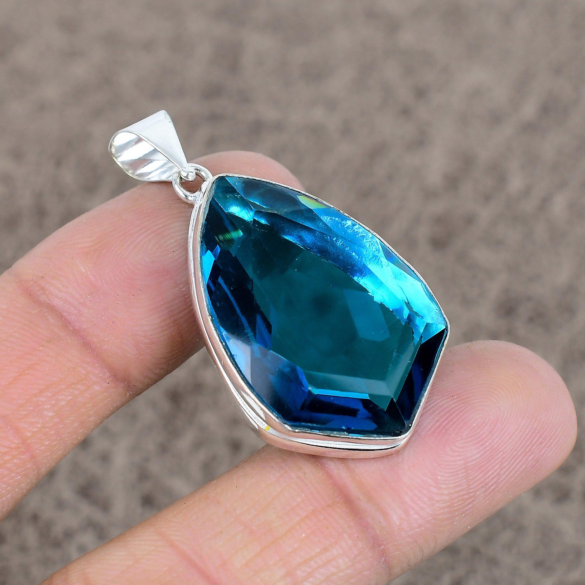 

Blue Topaz Gemstone Handmade 925 Sterling Silver Jewelry Pendant 1.77 KKG-69
