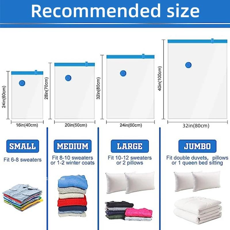 5PCS Vacuum Storage Bags for Clothes,Bedding,Space Saving Bags Storage Vacuum Seal Packet,Folding Compressed Organizer Bag